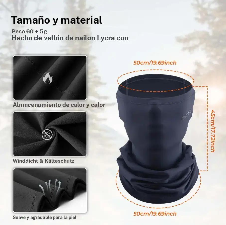ROCKBROS Pasamontañas Multifuncionales de Lana Forrada Gorra Suave Máscara Facial Cuello Polaina