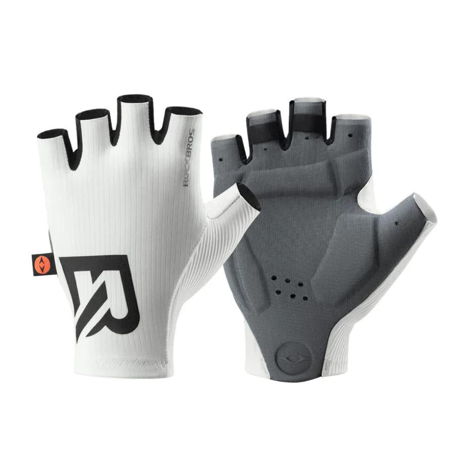 Guantes de Ciclismo de Medio Dedo Elásticos Interface - Cojín de Espuma de Alta Densidad Italiana, Diseño 3D Ergonómico, Ventilación Integral, Palma Antideslizante, Tiras de Liberación Rápida & Cobertura Extendida del Muñec
