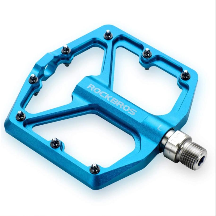 ROCKBROS Pedal de Aluminio 9/16 inch con Plataforma Ancha de 104mm y Super Agarre 8 Puntas de Acero Inoxidable CNC Precisión para MTB E-Bike & Bicicleta Urbana