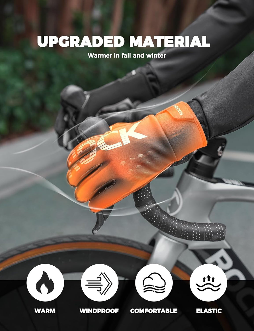 ROCKBROS Guantes de bicicleta para mujer y hombre, invierno, guantes cálidos con Thinsulate compatibles con pantalla táctil, guantes deportivos para ciclismo, MTB, escalada, correr y actividades al aire libre