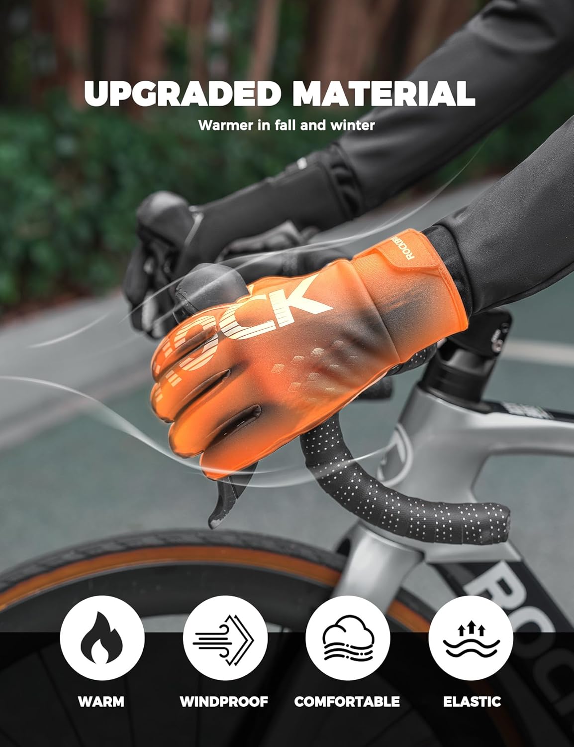 ROCKBROS Guantes de bicicleta para mujer y hombre, invierno, guantes cálidos con Thinsulate compatibles con pantalla táctil, guantes deportivos para ciclismo, MTB, escalada, correr y actividades al aire libre