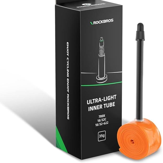 ROCKBROS Tubo de bicicleta 700C 35 g TPU para bicicleta de carretera con válvula Presta 65 mm/85 mm, compatible con 700 x 18/23/25/28/30/32 C