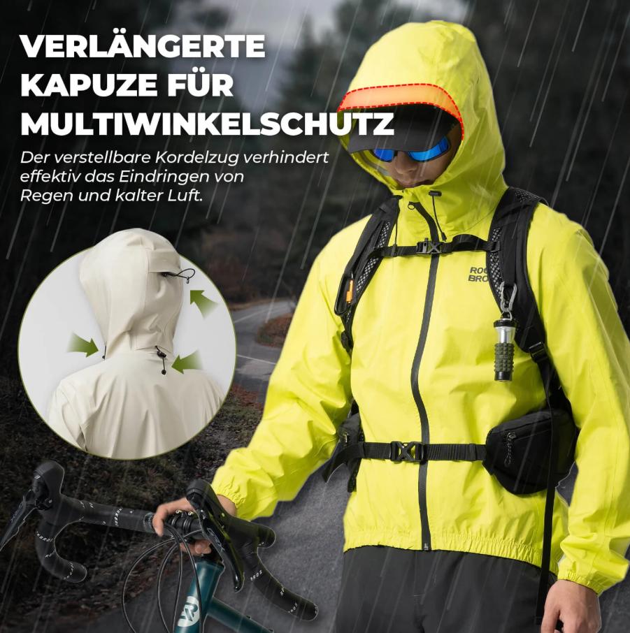 ROCKBROS Chaqueta Amarillo Neón Impermeable Ligera 0-15° Hombre Mujer Transpirable y Cómoda con Capucha Extendida y Dobladillo Elástico