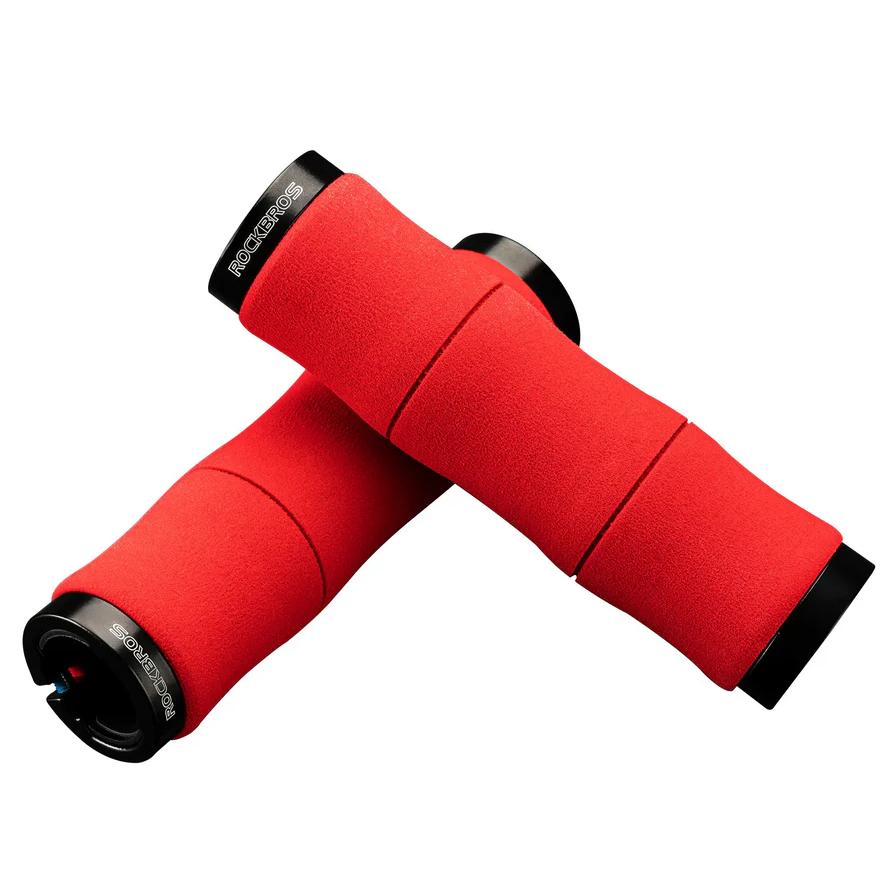 ROCKBROS manopla de bicicleta antideslizante de esponja EVA con diseño de bloqueo de aluminio, manopla para scooter y manopla para barra de dirección, manopla de bicicleta para MTB, bicicleta de carretera y trekking, e‑bike, 22 mm