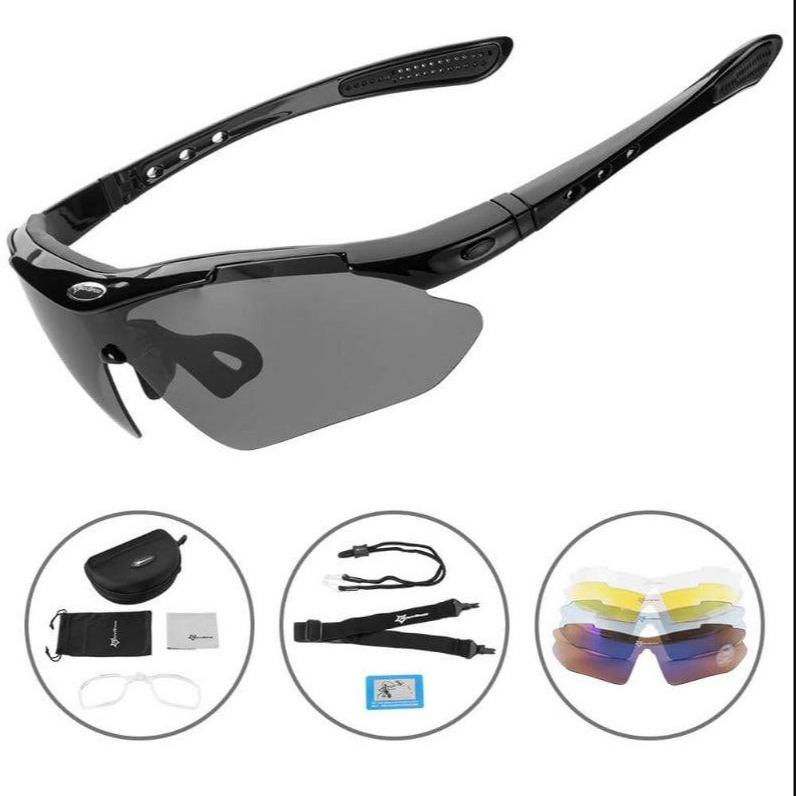 Gafas de ciclismo ROCKBROS polarizadas con 5 lentes intercambiables para mujer y hombre, gafas deportivas para bicicleta, aptas para deportes al aire libre como ciclismo, correr y pesca; gafas de ciclismo estilo ciervo