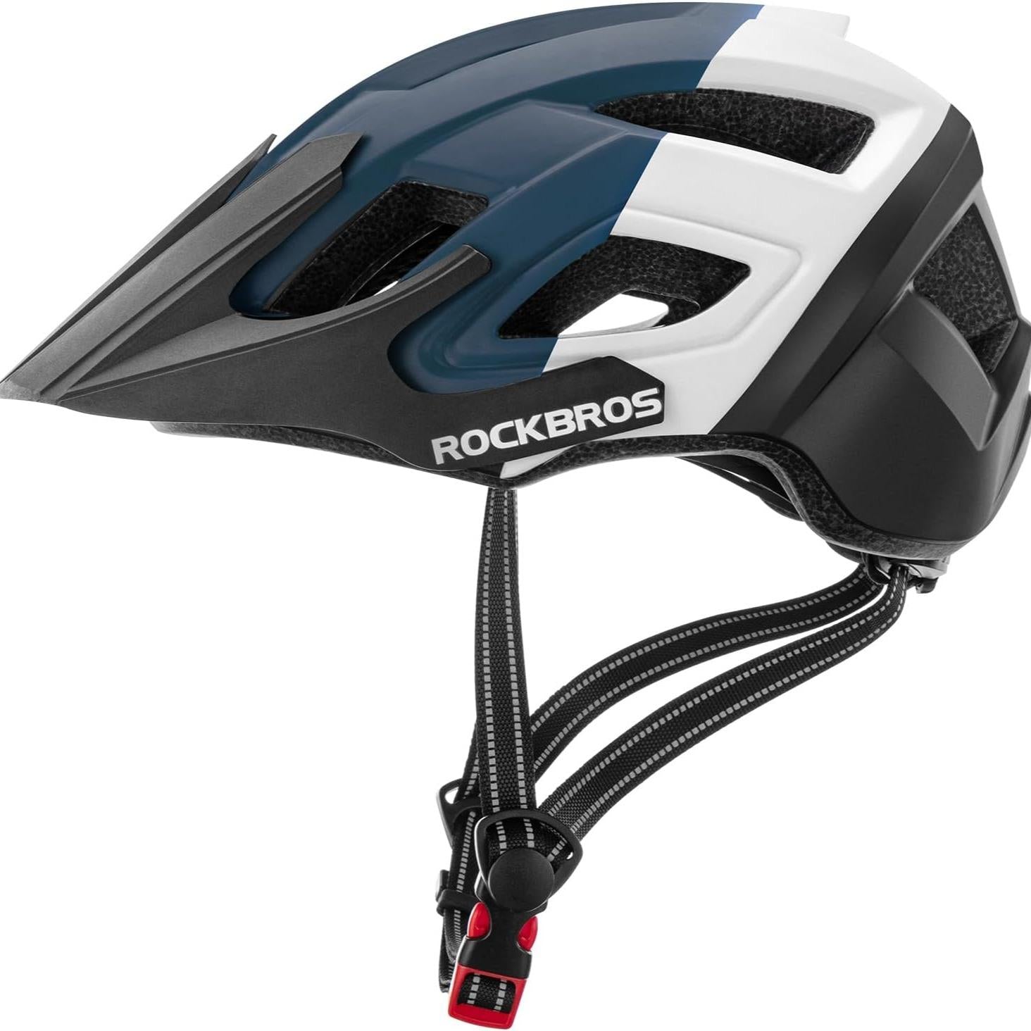 ROCKBROS casco de bicicleta certificado CE, casco de seguridad para hombres y mujeres, compatible con MTB y carretera, accesorios, talla única 56–62 cm