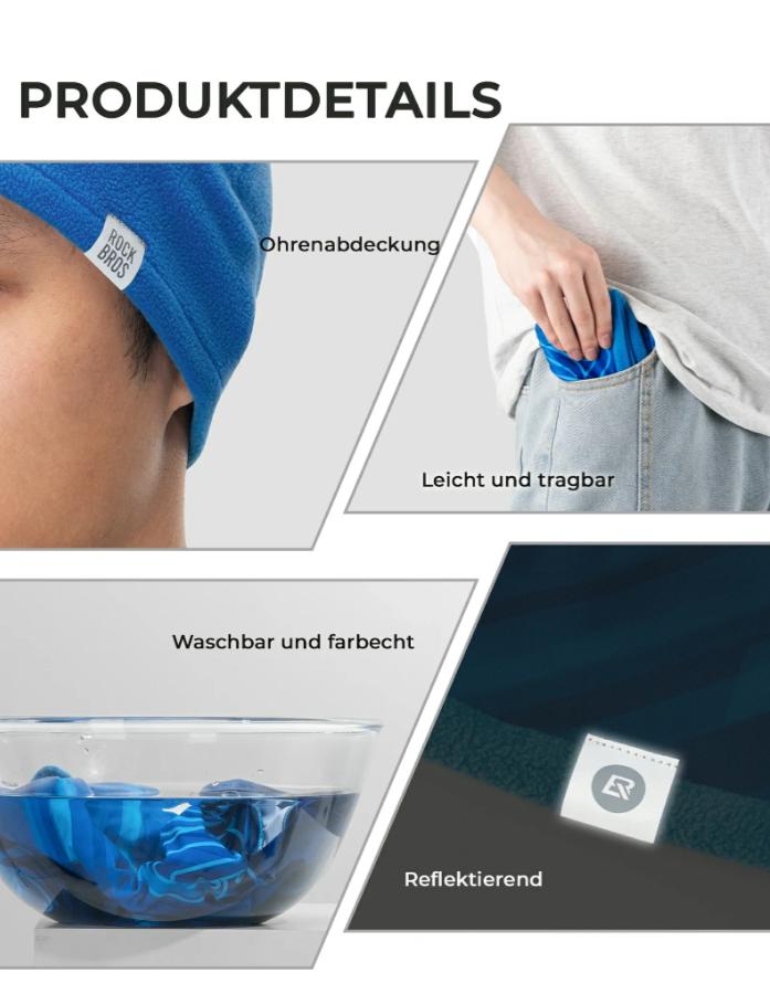 ROCKBROS gorro térmico reversible 2 en 1, gorro de invierno con protección de orejas para bicicleta, esquí y motocicleta, detalles reflectantes para actividades nocturnas, mitze
