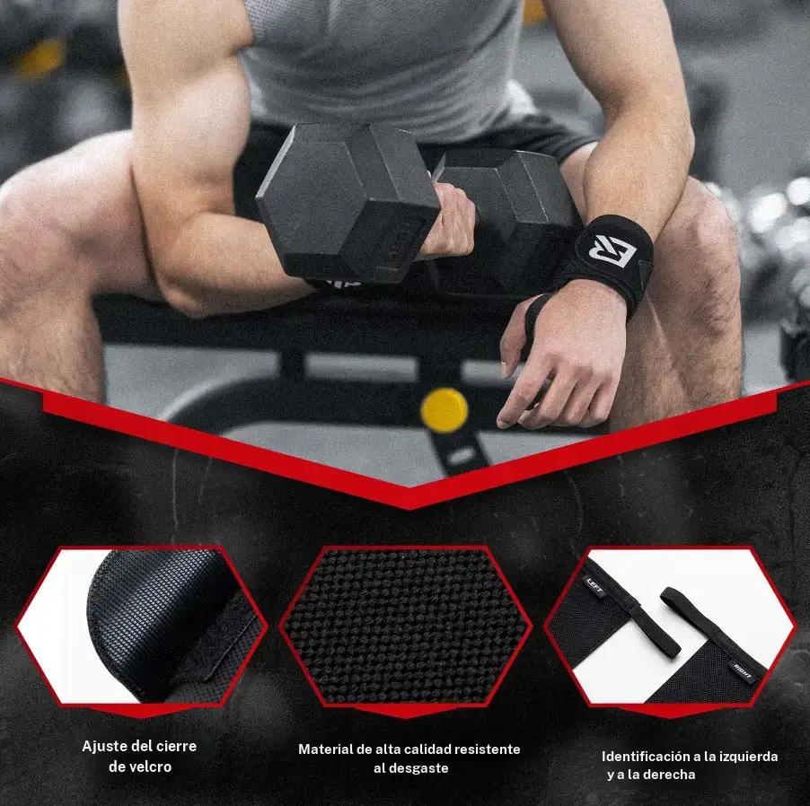 ROCKBROS venda de muñeca, 1 par, soportes de sujeción transpirables para entrenamiento y fitness, material de nailon elástico, soporte fuerte para mujeres y hombres – vendas de muñeca