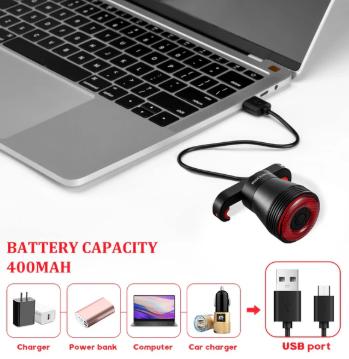 ROCKBROS Luz Trasera Inteligente Q5 IPX6 Resistente al Agua con 4 Modos de Iluminación y Carga USB Recargable para Bicicleta Seguridad Nocturna