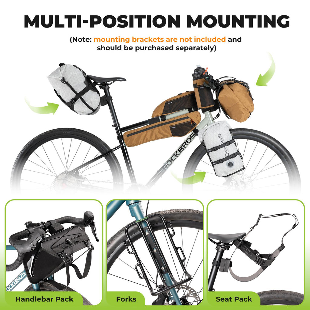 ROCKBROS Qunature bolsa de manillar 12L impermeable & ligera para bicicleta y outdoor gran capacidad para aventuras al aire libre ultraligera 100% resistente al agua accesorios para bicicletas de ciudad ciclismo