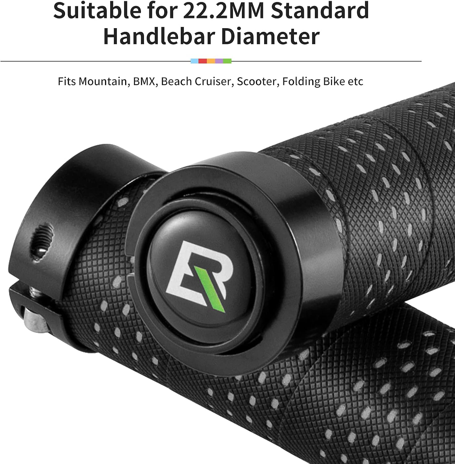 ROCKBROS Antideslizantes y con amortiguación de impactos, empuñaduras de manillar para bicicleta, diseño lock-on para MTB, carretera y e‑bike, en negro/rojo/azul/multicolor
