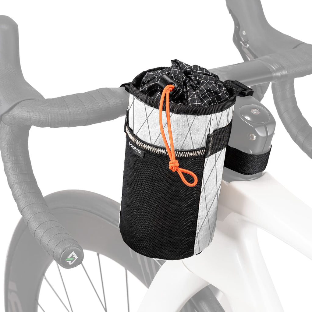ROCKBROS bolsa térmica para botellas de agua con aislamiento térmico, lámina de aluminio, bolsillo lateral extensible, cierres de velcro robustos, cierre ajustable con cordón, compatibilidad universal para bicicletas de carretera, mountain bikes y e‑bikes