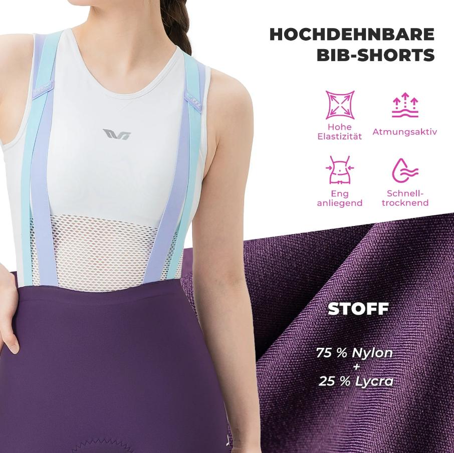 ROCKBROS TVI pantalones cortos tipo bib para mujer con acolchado zonificado (5–6 horas)
