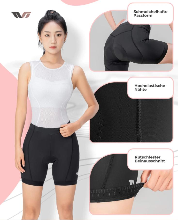 Pantalones cortos de ciclismo ROCKBROS TVI para mujer, acolchados y de secado rápido