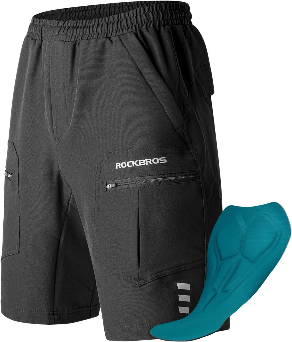 Pantalón de ciclismo ROCKBROS para hombre con acolchado y almohadilla de asiento, pantalón de bicicleta 4D, versión corta desmontable, de secado rápido, apto para ciclismo en carretera, MTB y actividades al aire libre