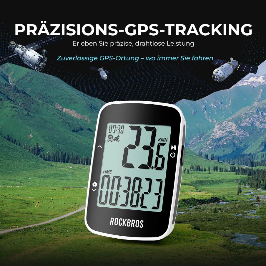 ROCKBROS computadora de bicicleta inalámbrica R1 con seguimiento GPS preciso, pantalla HD de 2.3", impermeable IPX7, batería de 18 horas para largas distancias