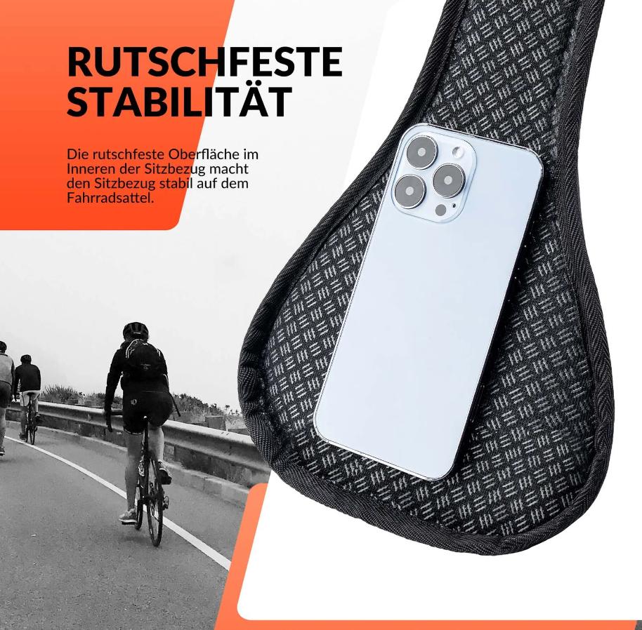 ROCKBROS Funda de sillín para bicicleta acolchada con gel, suave y de silicona y tejido PU, compatible con MTB, bici de carretera, trekking, plegable y entrenamiento en casa