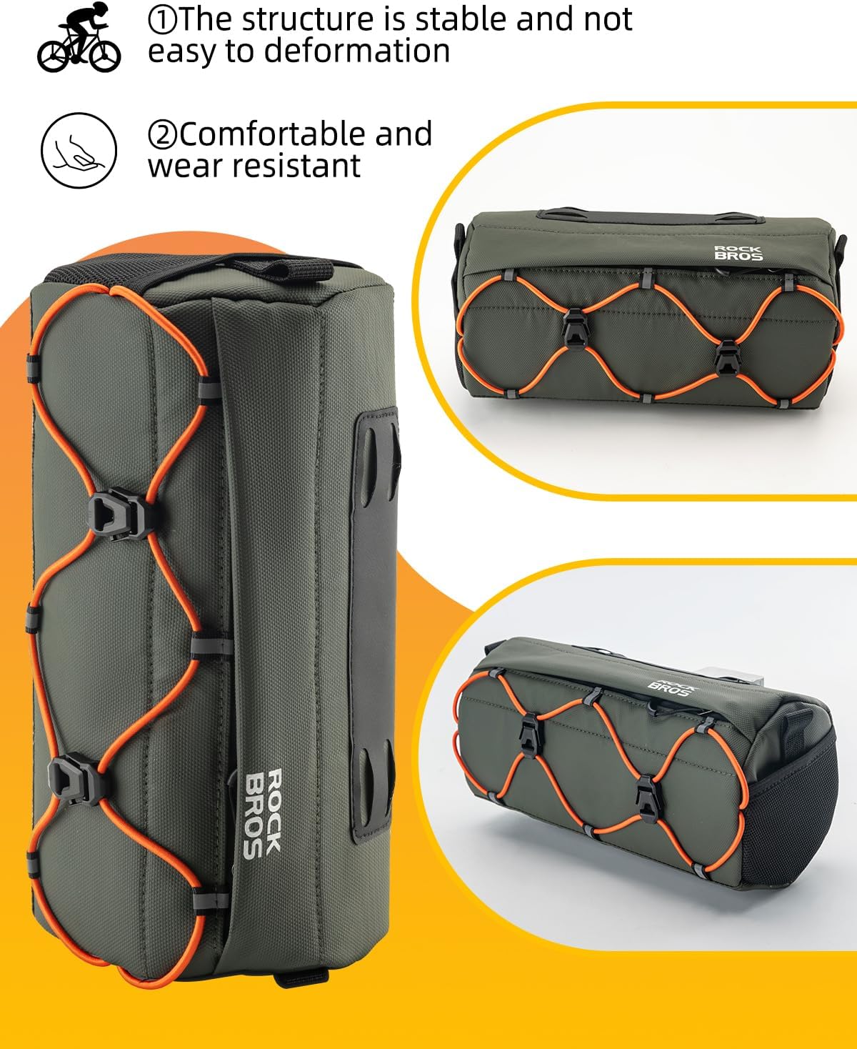 ROCKBROS Bolsa de bicicleta Bolsa de manillar 2.2L con correa de hombro en 6 colores