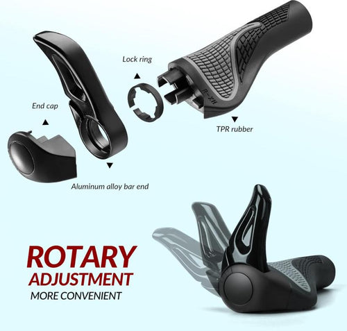 ROCKBROS Bicicleta Manillar Agarres Ergonómico Manillar de Bicicleta Agarres 1 Par Antideslizante para 22.2mm MTB Agarres para Montaña Bicicleta de Carretera Plegable