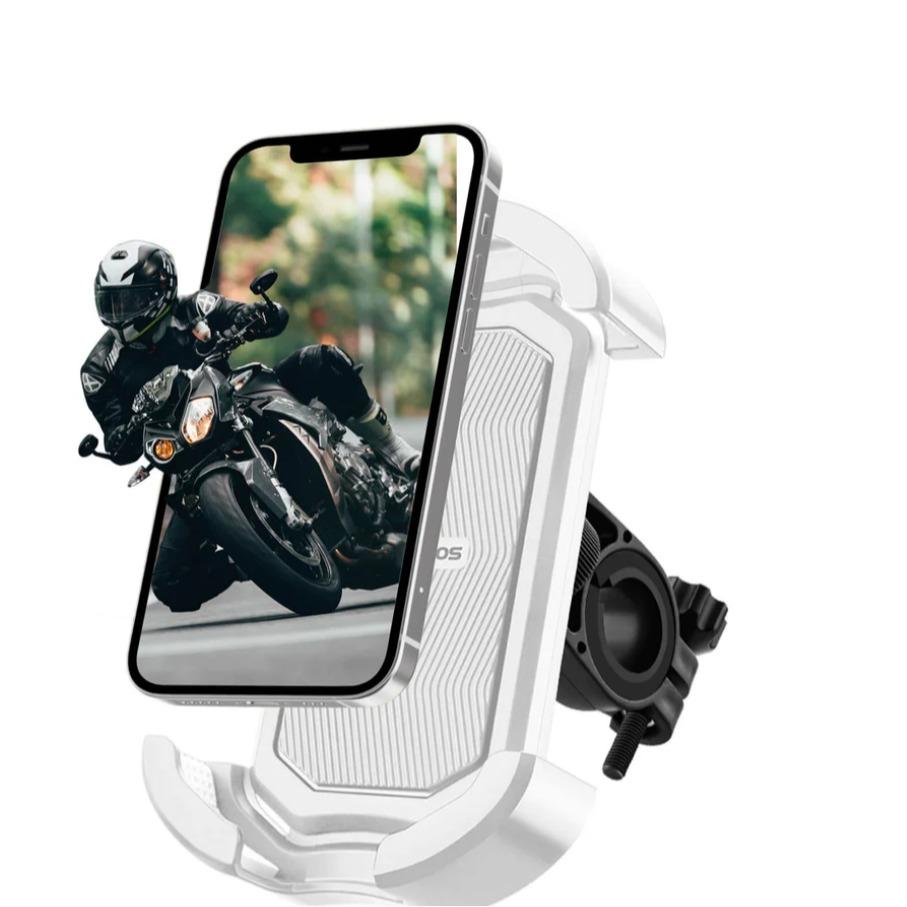 ROCKBROS Soporte Móvil Bicicleta & Moto – Rotación 360°, Antigolpes & Seguro, para Smartphones 4.7–7 Pulgadas, Fácil Instalación Material EVA Resistente Puerto de Carga Compatible con Teléfonos, Ideal E-Bike, Bicicleta de Carretera, MTB, Urbano