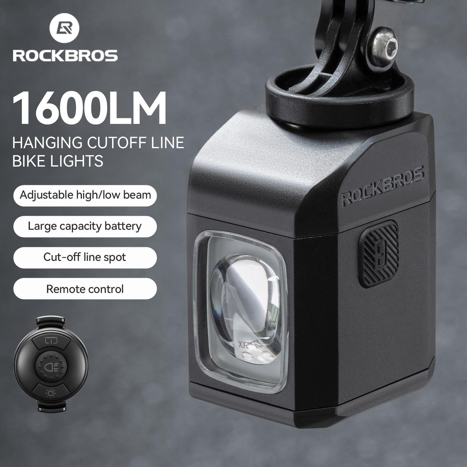 ROCKBROS Bike Light with Remote Digital Display 1600LM 4000mAh IPX6 - M8