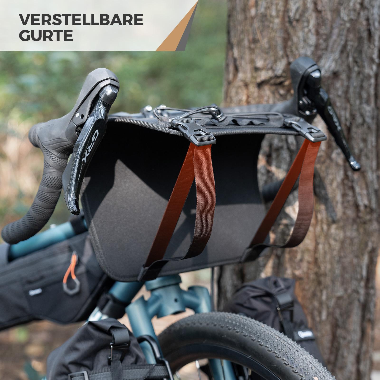 ROCKBROS soporte de manillar para bolsas delantera, fijación robusta, hasta 12 litros y 54 cm de an., universalmente compatible, estable y a prueba de arañazos, para bicicletas de carretera, gravel y montaña