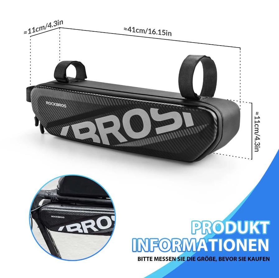 ROCKBROS Bolsa de Bicicleta Marco Bicicleta Bolsa Impermeable Manillar Bolsa 4.5L Negro