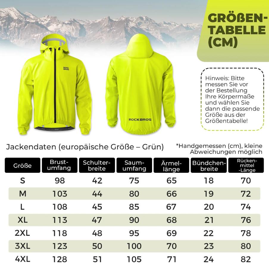 ROCKBROS Chaqueta Amarillo Neón Impermeable Ligera 0-15° Hombre Mujer Transpirable y Cómoda con Capucha Extendida y Dobladillo Elástico