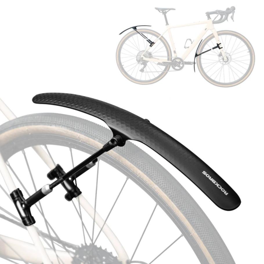 ROCKBROS set de guardabarros para bicicleta 27,5", liberación rápida, ligeros para bici de carretera y MTB, ángulo ajustable, protección contra salpicaduras rápida, material de PP para lluvia, gravel, desplazamientos y ciclismo al aire libre