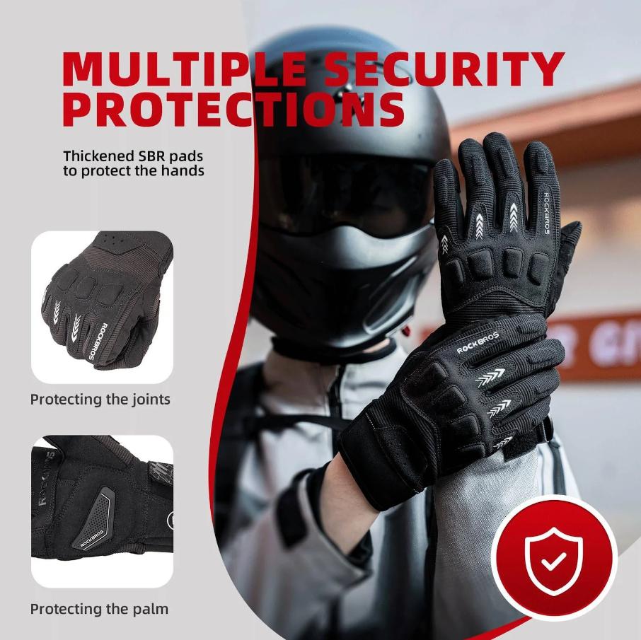 ROCKBROS guantes de ciclismo térmicos de dedos largos guantes MTB unisex hombre protección 3D contra impactos antideslizante con agarre compatibles con pantalla táctil ultraligeros transpirables para ciclismo correr senderismo esquí