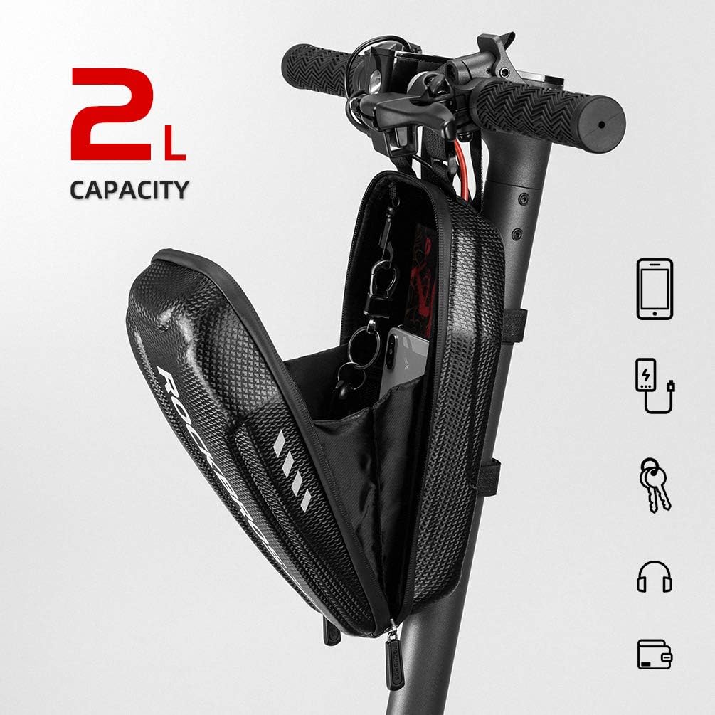 ROCKBROS Bolsa para scooter 2/3L, bolsa delantera para patinete eléctrico, bolsa de transporte para scooter, 100% impermeable y robusta (carcasa rígida de EVA), bolsa de manillar imprescindible para Xiaomi Mijia M365 / M365 Pro/Segway ES/Faltrad Eva