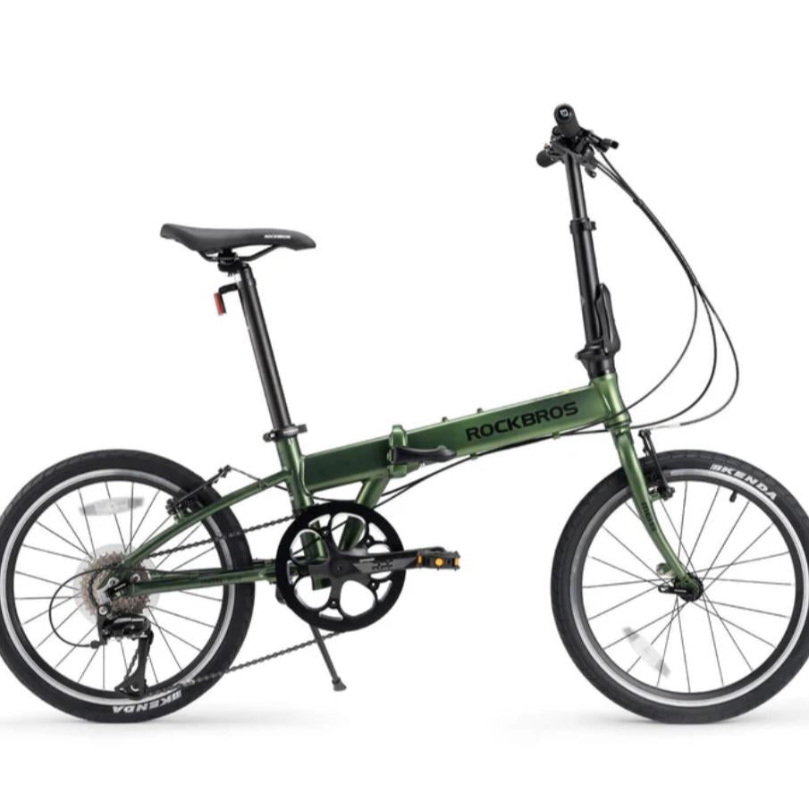 ROCKBROS bicicleta plegable de 20 inch de aluminio con 8 velocidades y frenos de disco, portátil y compacta para unisex (hombres y mujeres), diseño de plegado rápido, lista para la ciudad, duradera