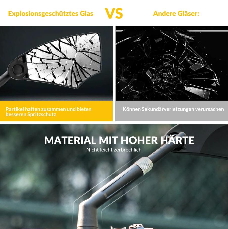 Espejo de bicicleta ROCKBROS, espejo retrovisor giratorio 360°, plegable para manillar (20–23 mm), visión HD, seguridad, diseño anti deslumbramiento, resistente a explosiones, material PA, diseño anti deslumbramiento para viajes nocturnos