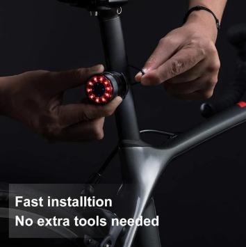 Luz trasera inteligente para bicicleta ROCKBROS Q1, luz de freno LED resistente al agua con 7 colores de iluminación