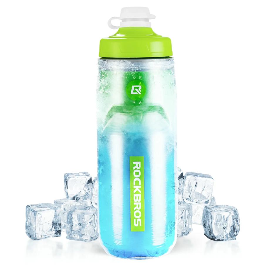 ROCKBROS botella de agua para bicicleta 620 ml, botella deportiva con función de enfriamiento durante 5 horas, sin BPA y a prueba de fugas, ideal para viajes en bicicleta y desplazamientos por negocios