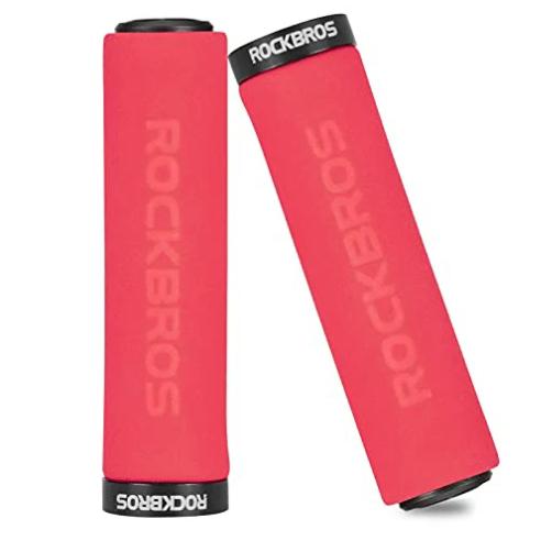 ROCKBROS Empuñaduras de manillar con diseño de bloqueo para manillar de 22,2 mm, espuma elástica y cómoda, absorbente de impactos, antideslizantes y ultraligeras