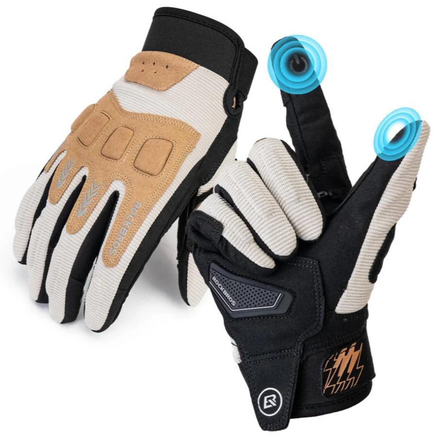 ROCKBROS guantes de ciclismo térmicos de dedos largos guantes MTB unisex hombre protección 3D contra impactos antideslizante con agarre compatibles con pantalla táctil ultraligeros transpirables para ciclismo correr senderismo esquí