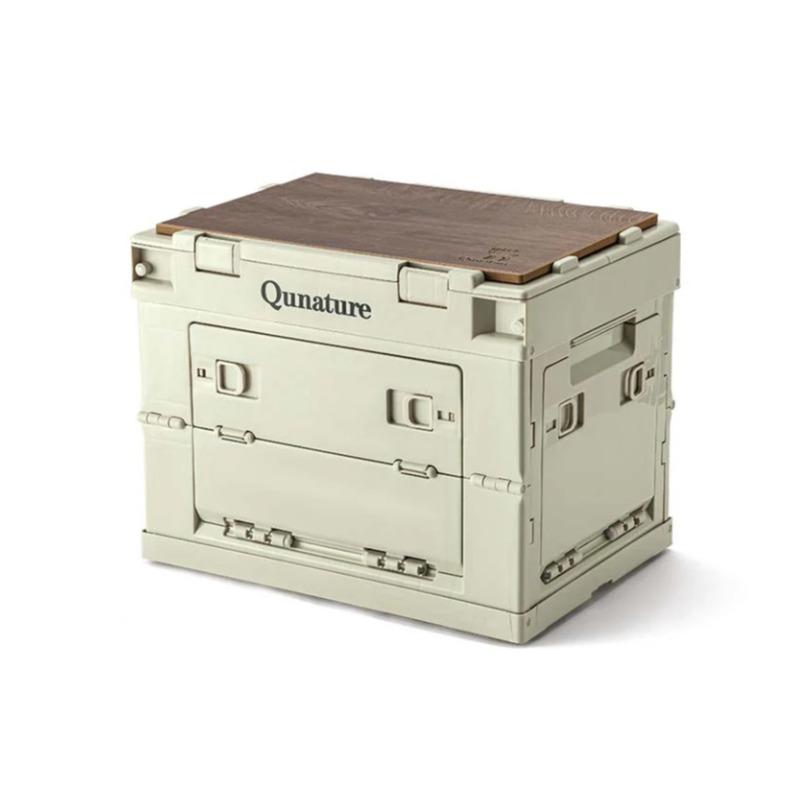 ROCKBROS Qunature caja de camping con tapa 60 L, contenedor de almacenaje plegable de PP para camping al aire libre, viajes, familia, maletero del coche, multifuncional y apilable, 2 tamaños, alta capacidad de carga, puertas cerrables, tabla de cortar ext
