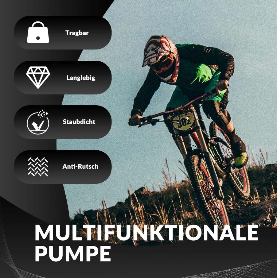 ROCKBROS bomba de aire, bomba de mano, válvulas Schrader y Presta, de aluminio, compacta, con refuerzo de presión de 110 PSI, con manguera oculta y tapa antipolvo, para bicicleta
