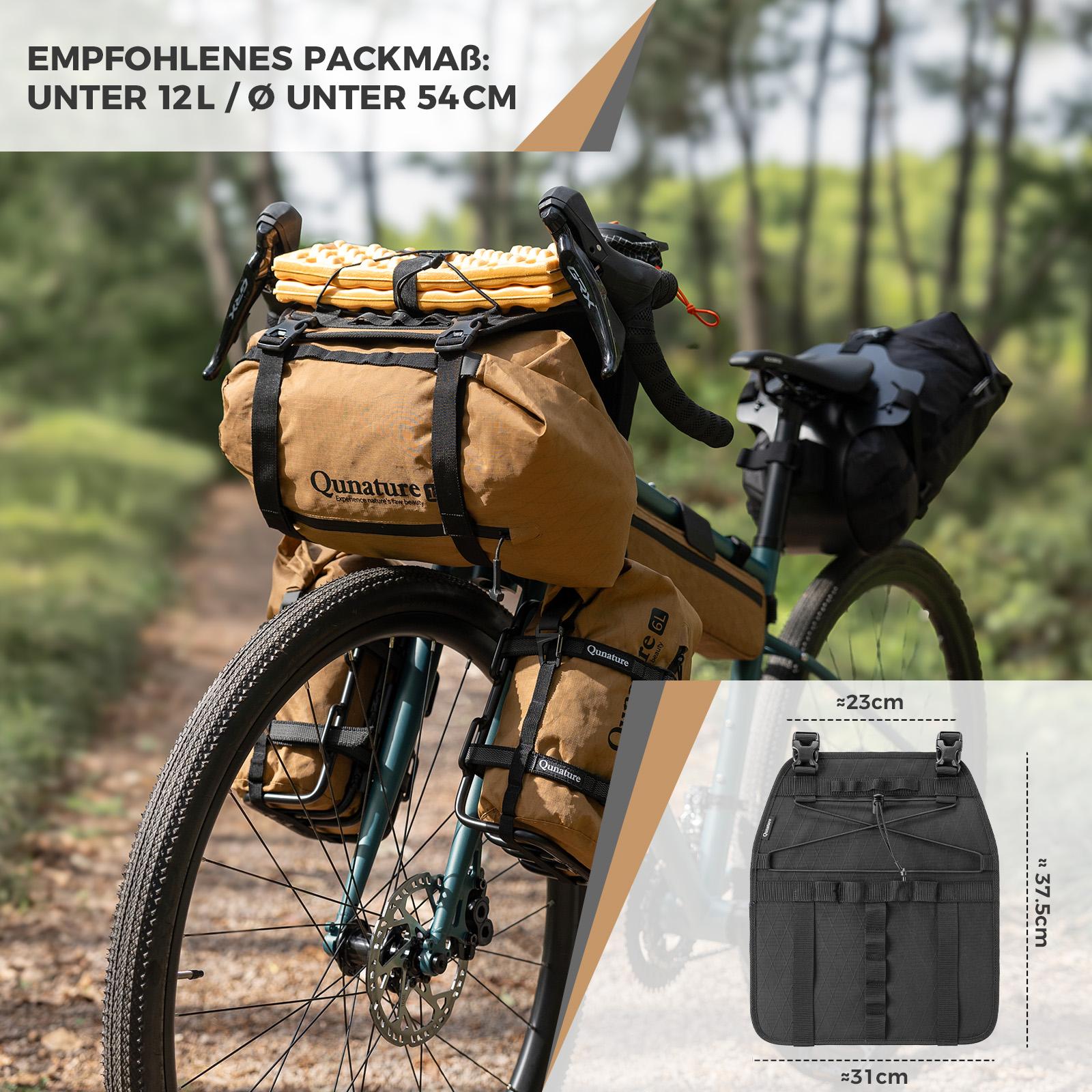 ROCKBROS soporte de manillar para bolsas delantera, fijación robusta, hasta 12 litros y 54 cm de an., universalmente compatible, estable y a prueba de arañazos, para bicicletas de carretera, gravel y montaña