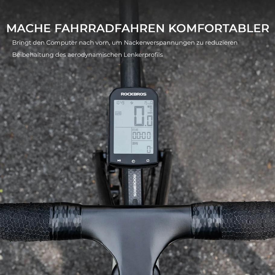 ROCKBROS soporte universal aerodinámico para ordenador de bicicleta – soporte GPS robusto compatible con Garmin, Wahoo & Bryton, fijación estable en el manillar incl.Adaptador para cámara de acción, giratorio, fácil de montar, ideal para ciudad & MTB