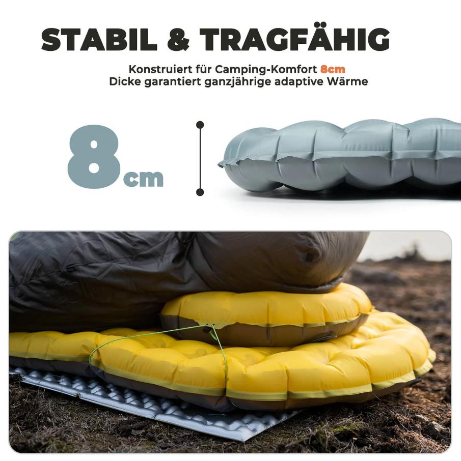 ROCKBROS Qunature colchón inflable/esterilla térmica RS5.0 para camping al aire libre con estructura reflectante 3D y 8 cm de amortiguación