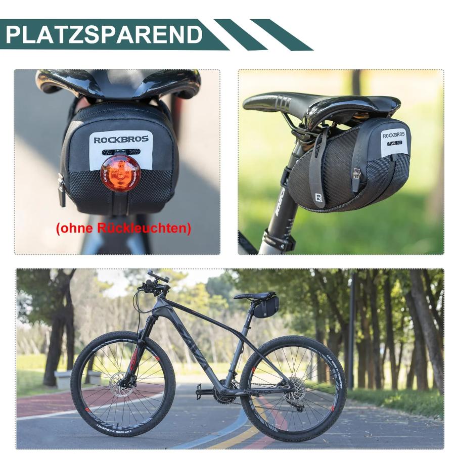 Bolsa de sillín ROCKBROS para bicicleta de montaña, bolsa de herramientas con soporte para luz trasera