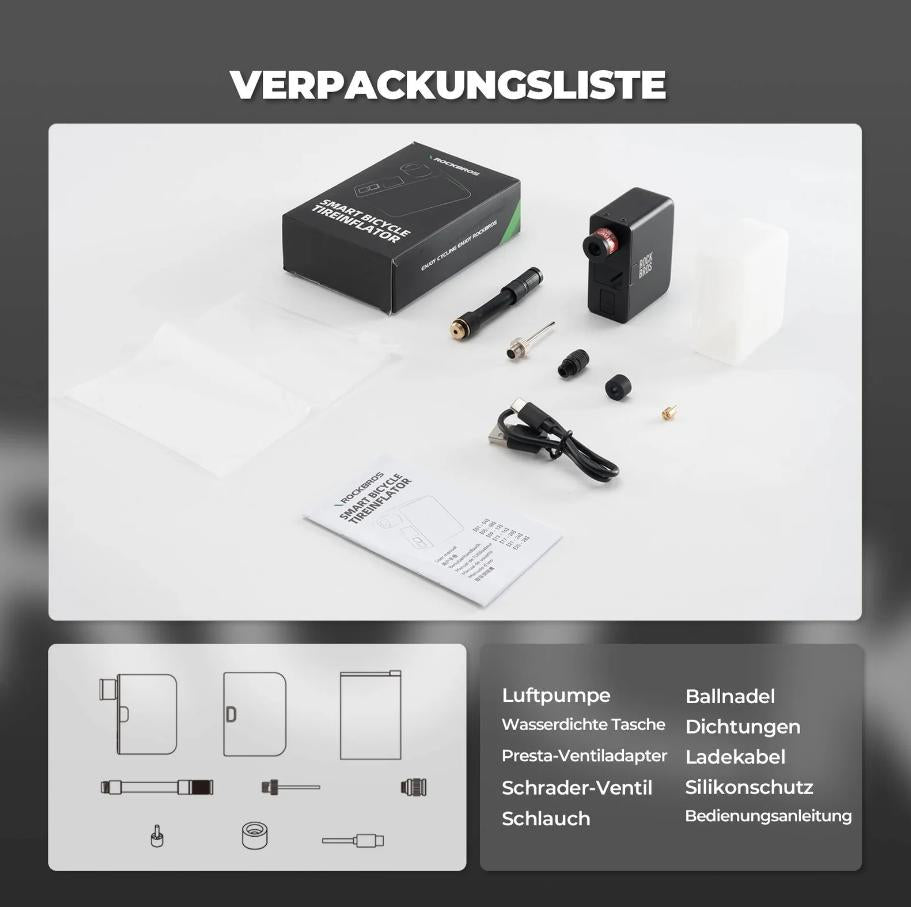 ROCKBROS AS1 Pro mini bomba para bicicleta eléctrica 120 PSI batería de 450 mAh pantalla LED USB-C carga rápida ultracompacta ligera autostop ideal para bicicleta de carretera MTB & desplazamientos BikePump CyclingEssentials