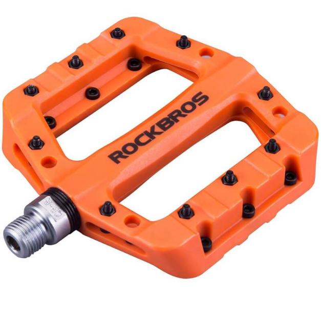ROCKBROS Pedal de Bicicleta MTB Premium 9/16 Pulgadas con 3 Rodamientos de Bolas de Nylon Cr+Mo Acero Antideslizante Picos 10 Picos por Pedal 12x10.5x2cm Ligero y Duradero
