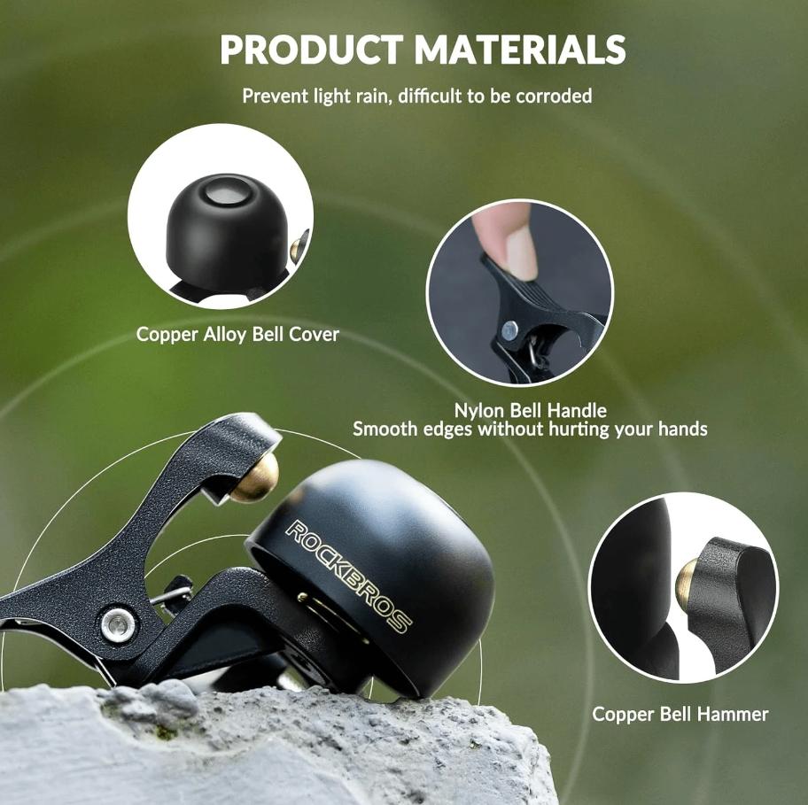 ROCKBROS Sonido Fuerte y Nítido Campana Bicicleta de Carretera 100dB para Manillar Curvado 22.2mm Ergonómica & Compatible Materiales de Alta Calidad Fácil Instalación Incluye Llave Allen