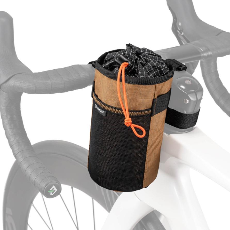 ROCKBROS bolsa térmica para botellas de agua con aislamiento térmico, lámina de aluminio, bolsillo lateral extensible, cierres de velcro robustos, cierre ajustable con cordón, compatibilidad universal para bicicletas de carretera, mountain bikes y e‑bikes