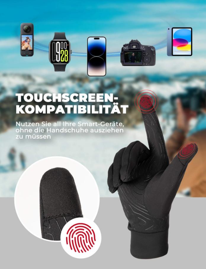 ROCKBROS guantes de ciclismo antideslizantes reflectantes con inserciones térmicas, compatibles con pantalla táctil, para conducción en invierno y bicicleta eléctrica protegete del frío