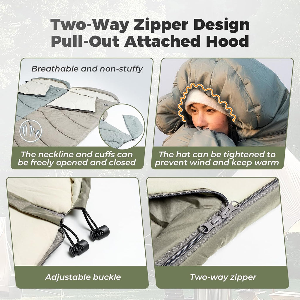 ROCKBROS saco de dormir ultraligero 4 estaciones 6-12°C para adultos al aire libre camping calidez de invierno protección contra el frío portátil hogar persona individual manta con cremallera