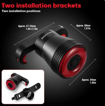 ROCKBROS Luz Trasera Inteligente Q5 IPX6 Resistente al Agua con 4 Modos de Iluminación y Carga USB Recargable para Bicicleta Seguridad Nocturna